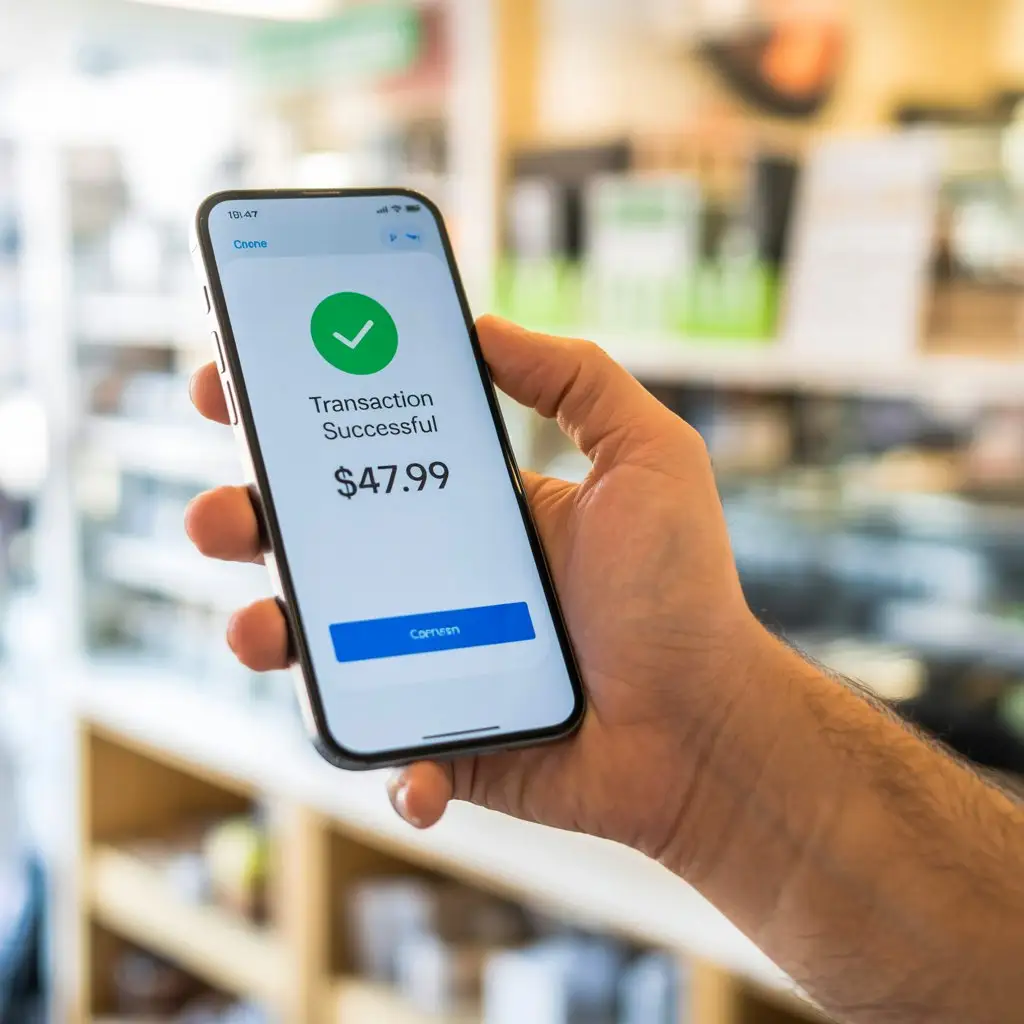 A person managing a secure online account via smartphone